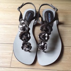 NWT Pierre Dumas Bronze size 10 flower sandals